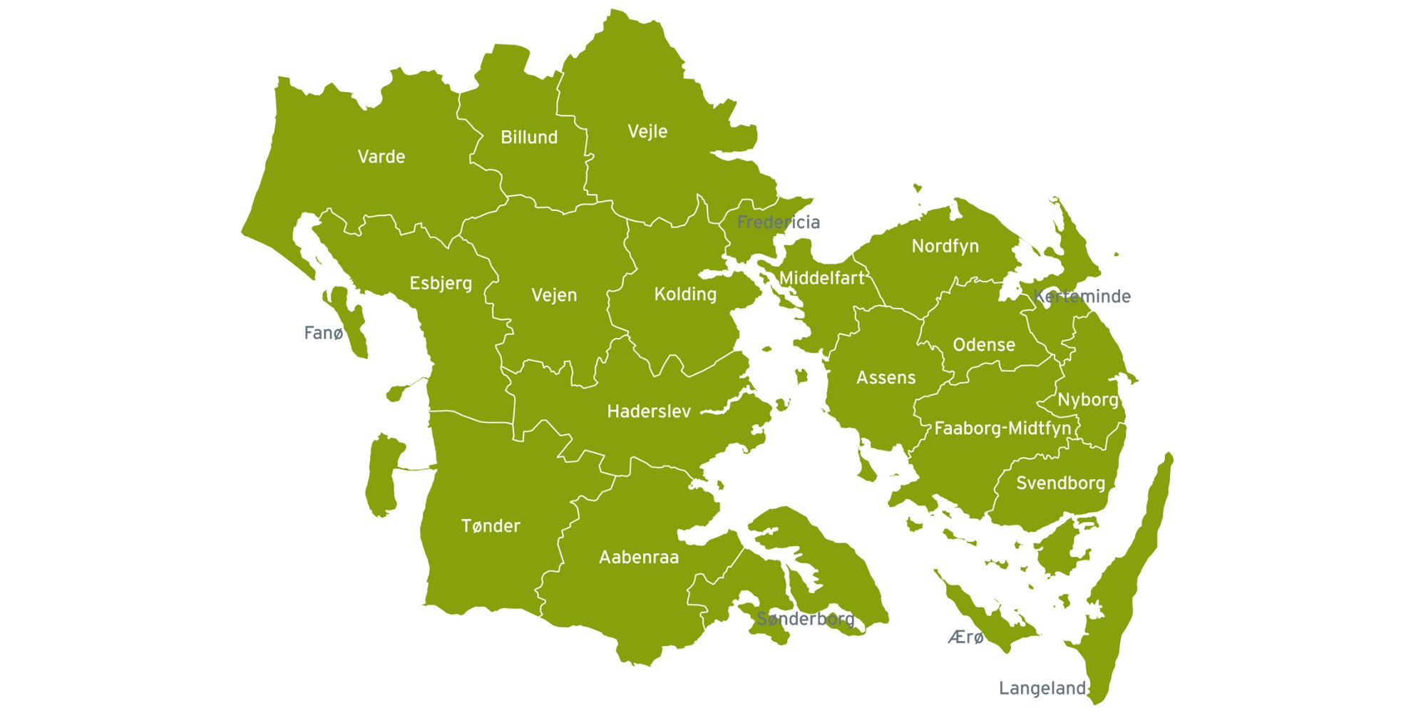 Map of the Region of Southern Denmark